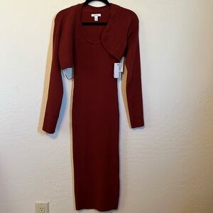 Nine West 2-piece sweater Midi dress. Tank top. Dress & crop jacket. Sz Med. NWT